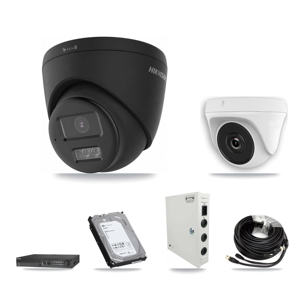 Hikvision 32-Channel 2MP – 4K CCTV Kit — 22 Black 4K Turret + 10 White 2MP Dome Cameras + 3× 6TB Recording