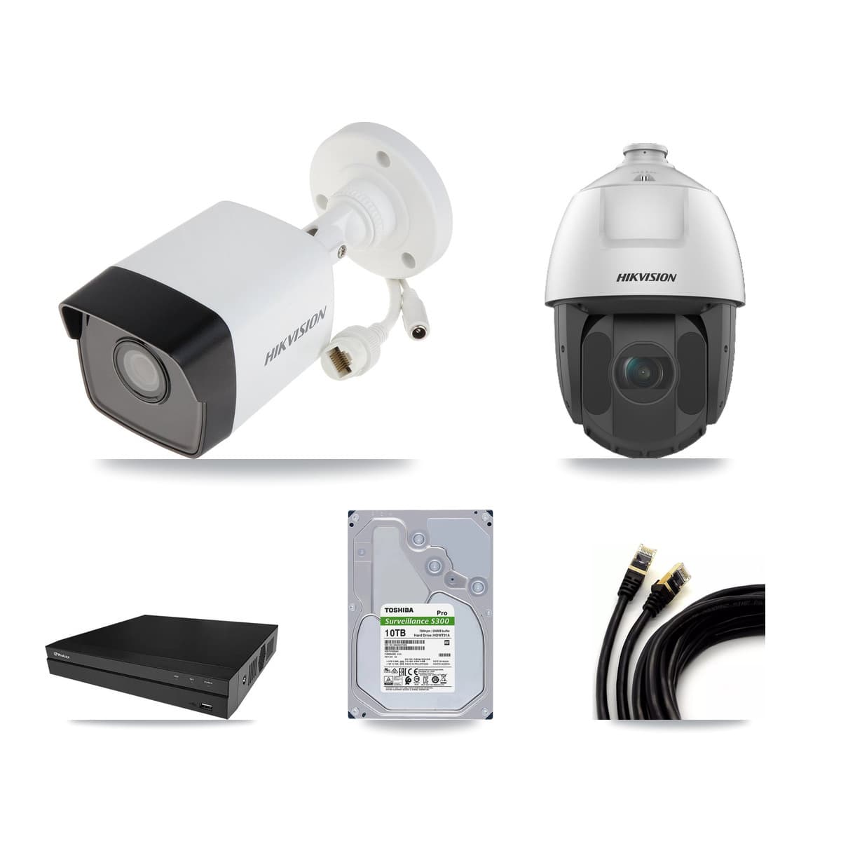Hikvision & Prolux 8-Channel 2MP – 5MP CCTV Kit — 7 5MP Bullet + 1 2MP PTZ Cameras + 10TB Recording