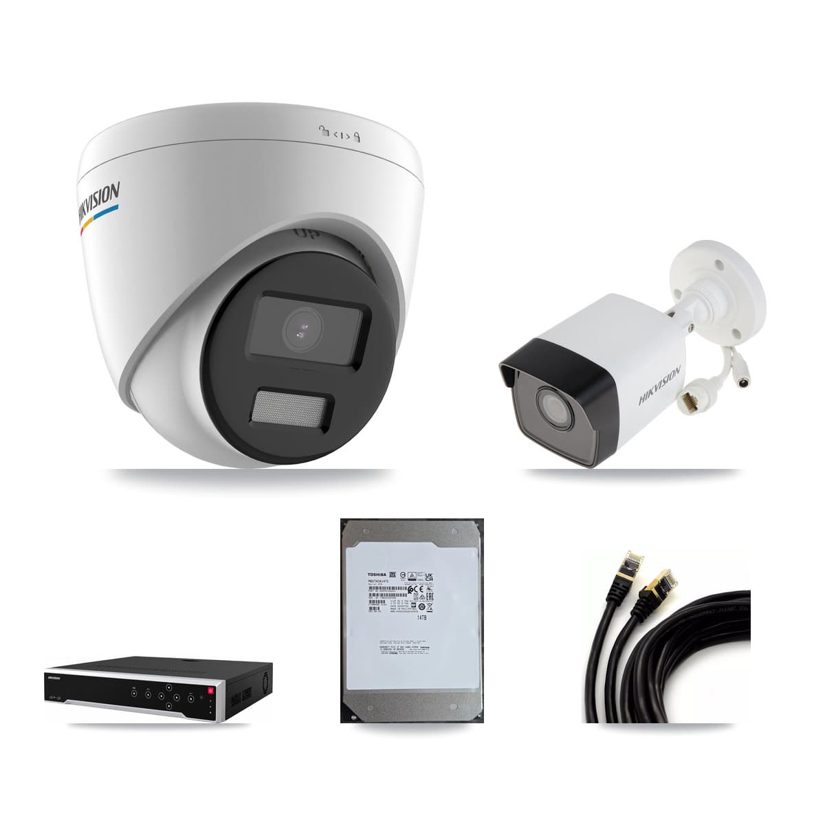 Hikvision 32-Channel 2MP – 5MP CCTV Kit — 1 5MP Bullet + 19 2MP Turret Cameras + 14TB Recording