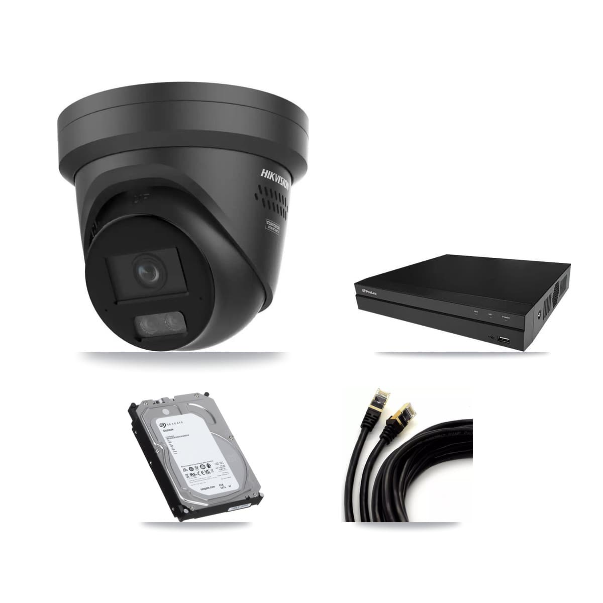 Hikvision & Prolux 8-Channel 4K CCTV Kit — 2 Black DS-2CD2387G3 Turret Cameras + 6TB Recording