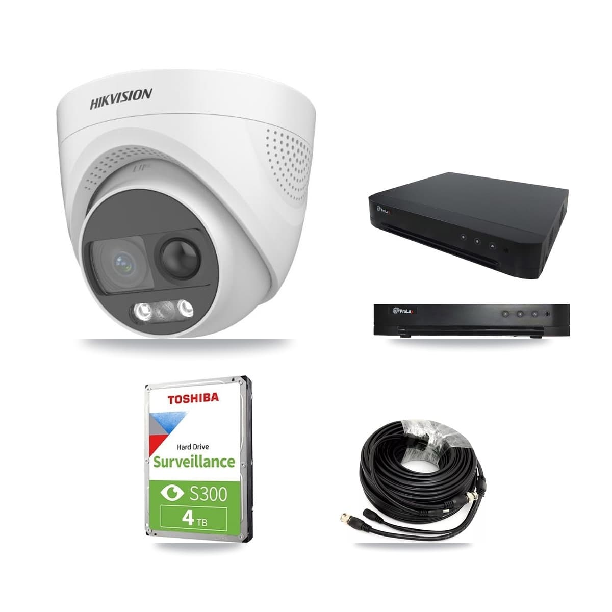 Hikvision & Prolux 16-Channel 5MP CCTV Kit — 3 DS-2CE72KF3T Turret Cameras + 4TB Recording