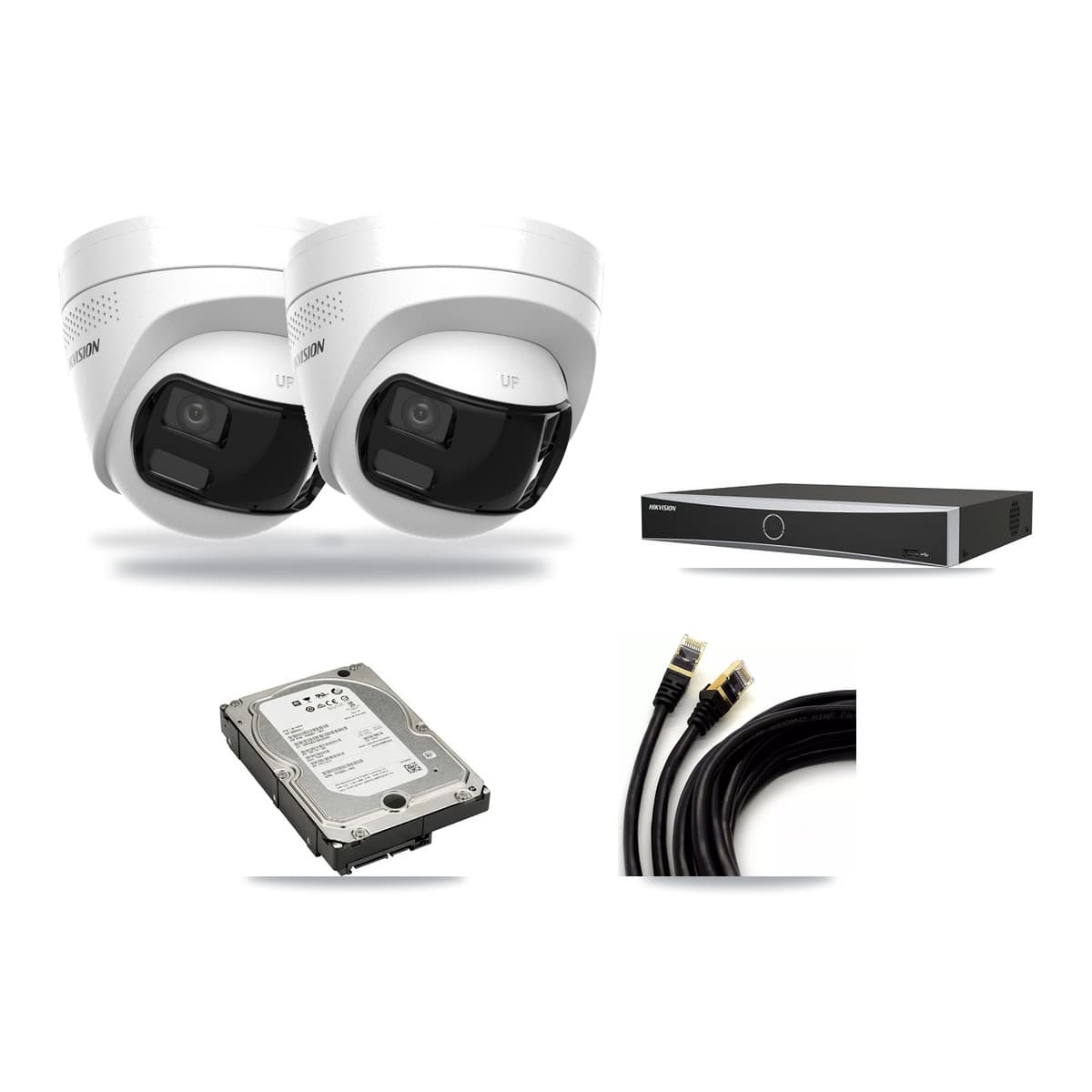 Hikvision 4-Channel 4K CCTV Kit — 2 DS-2CD1383G2P Turret Cameras + 5TB Recording - Image 1