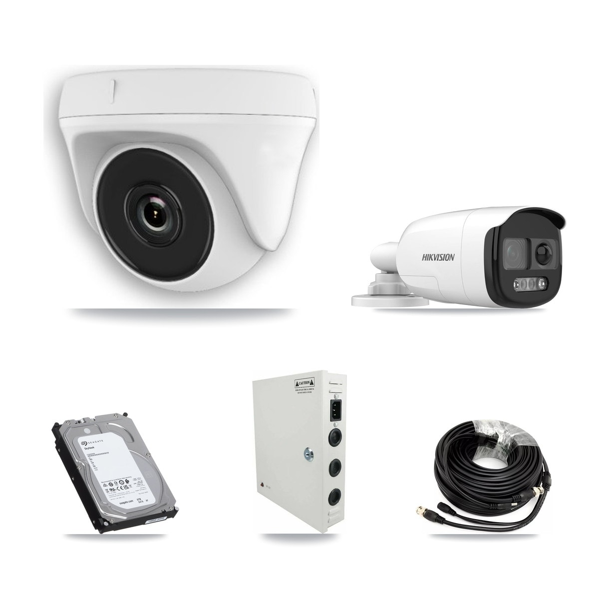 Hikvision 32-Channel 2MP – 5MP CCTV Kit — 1 DS-2CE12KF3T 5MP Bullet + 15 White HDT-2MP-N20W 2MP Dome Cameras + 2× 6TB Recording