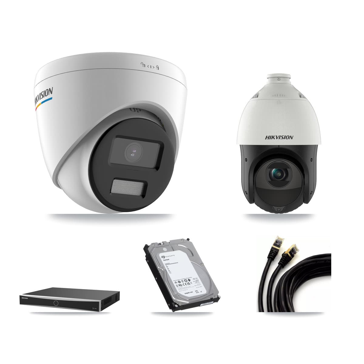 Hikvision 16-Channel 2MP – 4MP CCTV Kit — 8 2MP Turret + 1 4MP PTZ Cameras + 6TB Recording (DS-7616NXI Recorder)