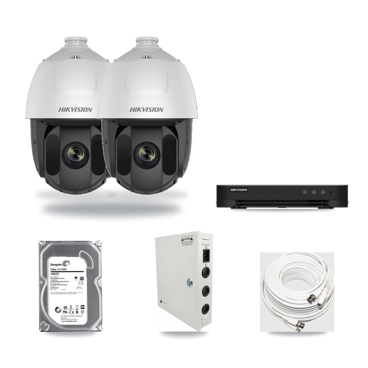 Hikvision 8-Channel 2MP CCTV Kit — 2 DS-2AE5225TI PTZ Cameras + 1TB Recording (DS-7208HGHI Recorder) - Image 1