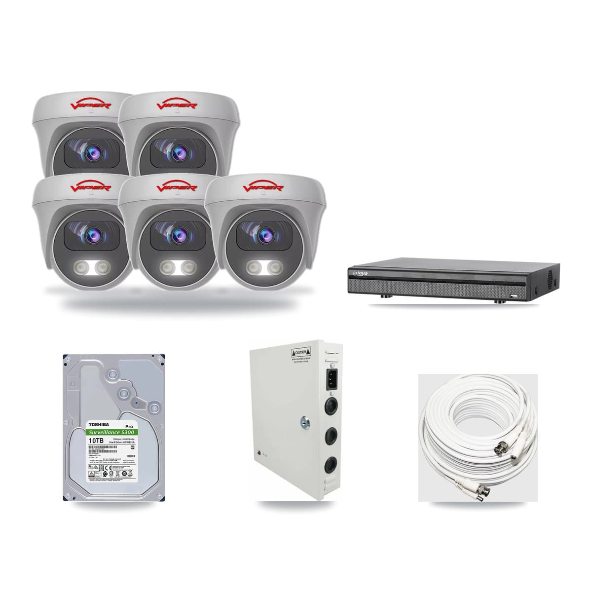 Viper & Dahua 8-Channel 5MP CCTV Kit — 5 Cameras + 10TB Recording - Image 1