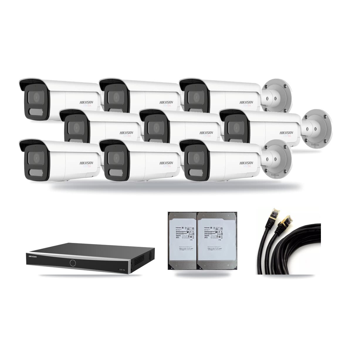 Hikvision 16-Channel 4K CCTV Kit — 9 Bullet Cameras + 2× 14TB Recording - Image 1