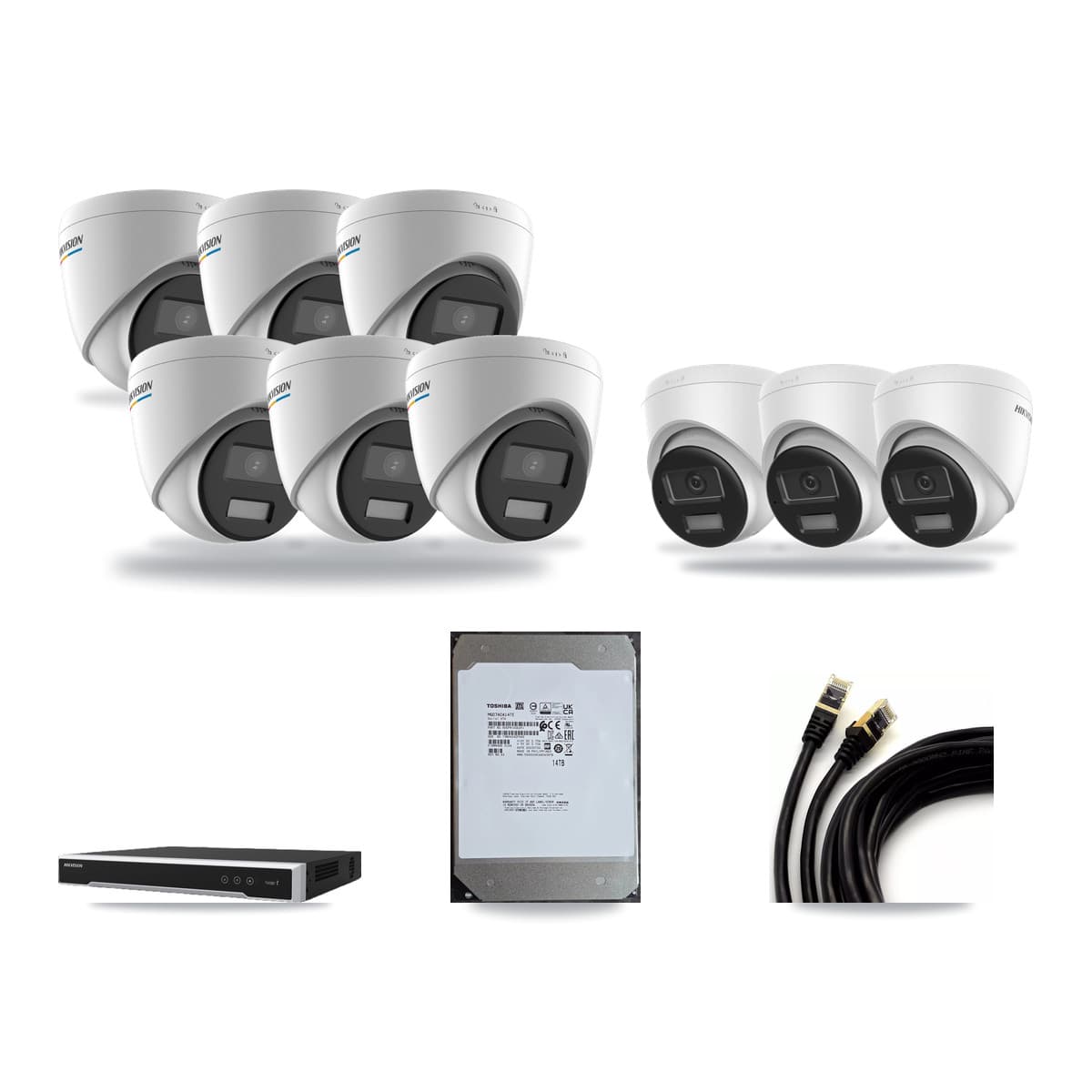 Hikvision 16-Channel 2MP – 4K CCTV Kit — 6 2MP + 3 4K Turret Cameras + 14TB Recording (DS-7616NI-M2 Recorder) - Image 1
