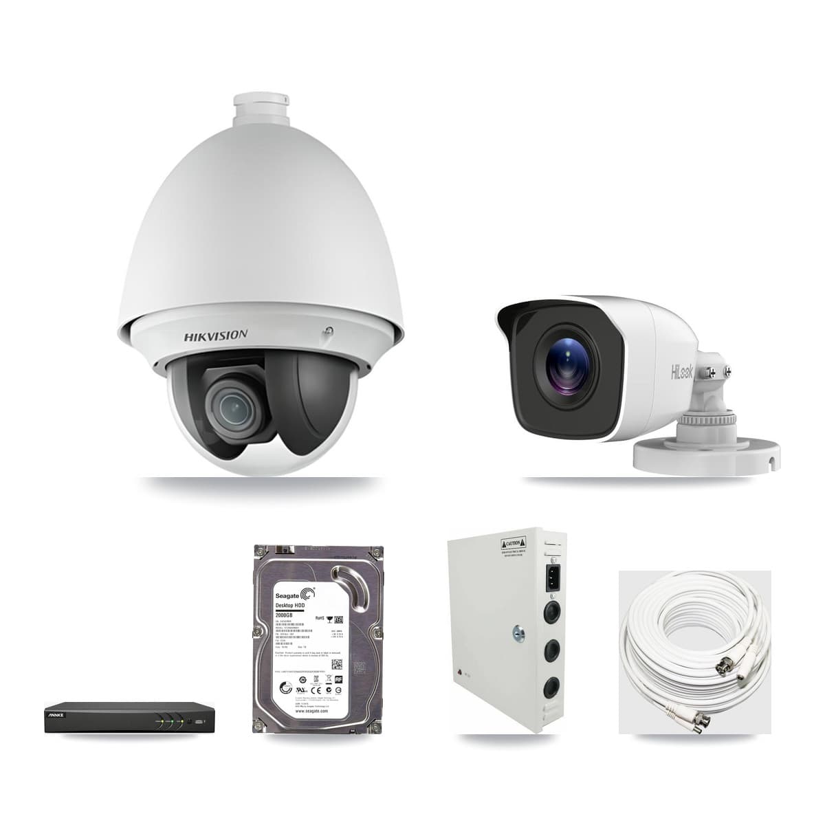 4-Channel 2MP – 4MP CCTV Kit — 1 2MP PTZ + 1 4MP Bullet Cameras + 2TB Recording (AN-DV4-8MP Recorder) - Image 1