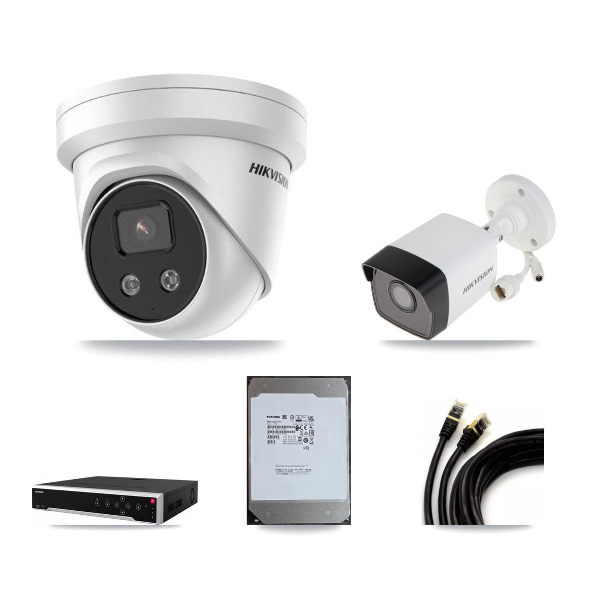 Hikvision 32-Channel 5MP CCTV Kit — 2 Bullet + 6 Turret Cameras + 14TB Recording
