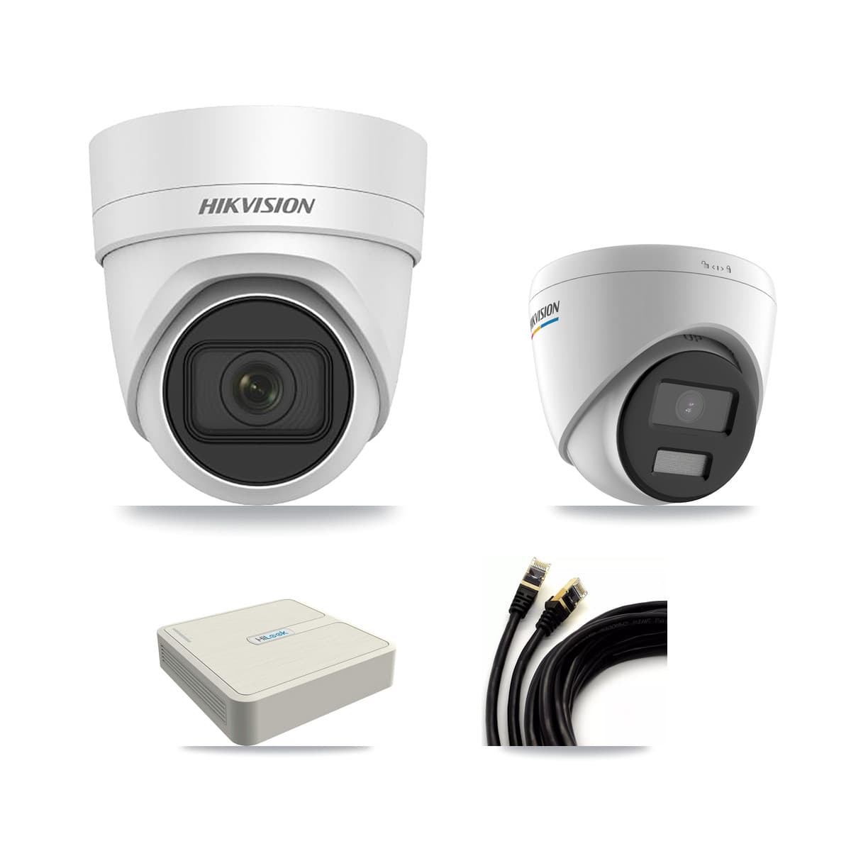 Hikvision & HiLook 8-Channel 2MP – 4MP CCTV Kit — 1 DS-2CD1327G2 2MP + 2 DS-2CD2H45FWD 4MP Turret Cameras + 3TB Recording - Image 1