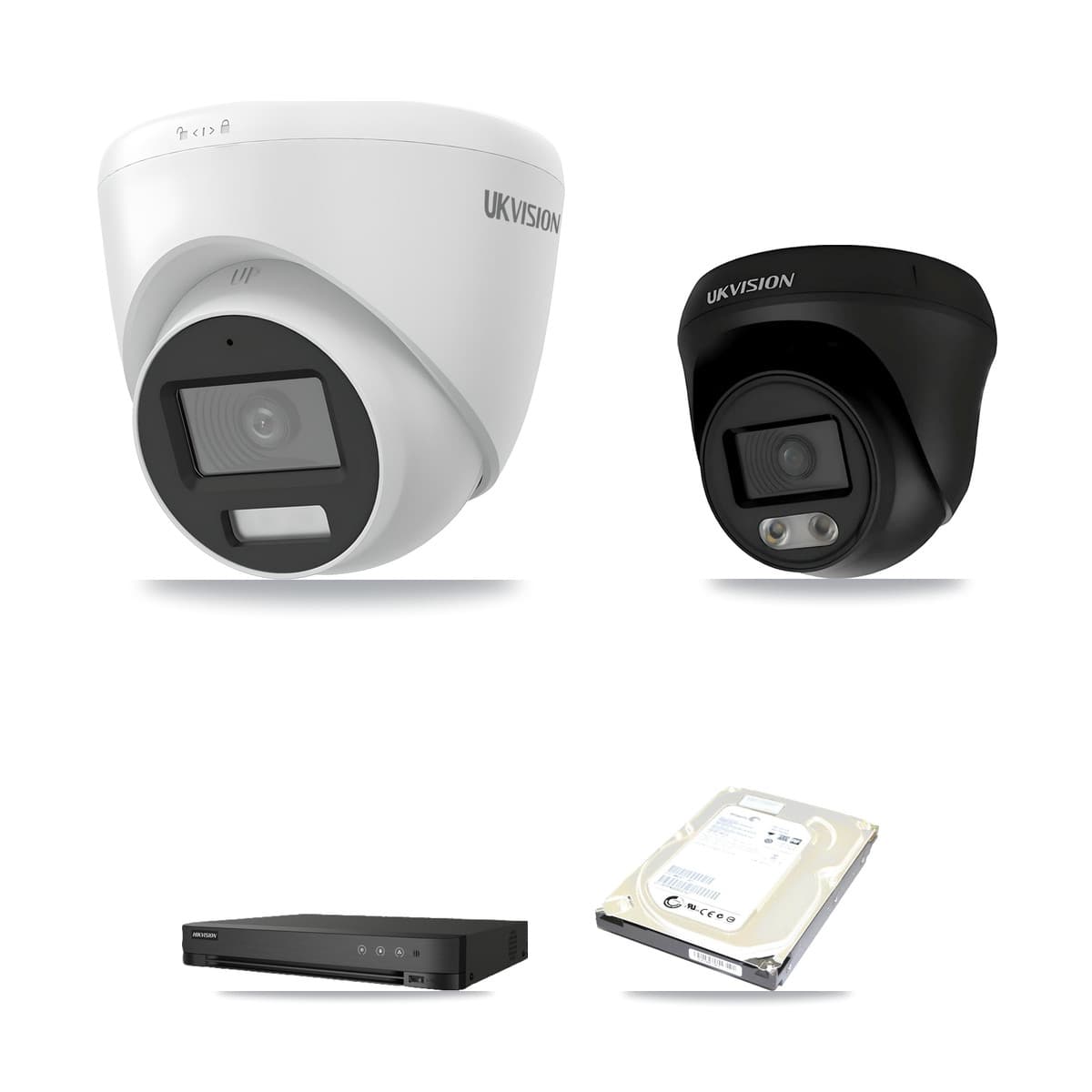 Hikvision iDS-7208HUHI-M1/E 8-Channel DVR CCTV Kit — 4× UKVISION 4K Cameras + 500GB HDD