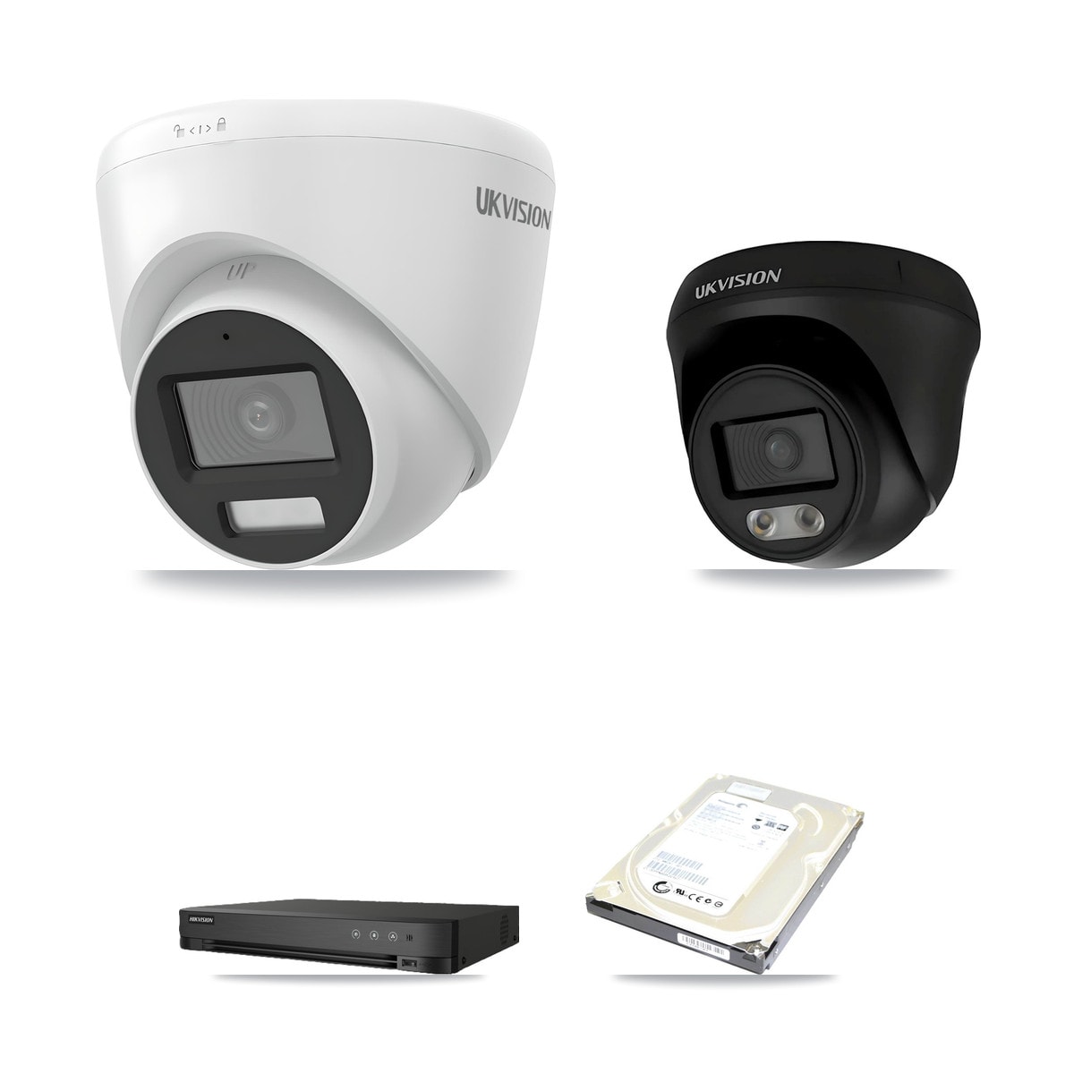 Hikvision iDS-7208HUHI-M1/E 8-Channel DVR CCTV Kit — 4× UKVISION 4K Cameras + 500GB HDD