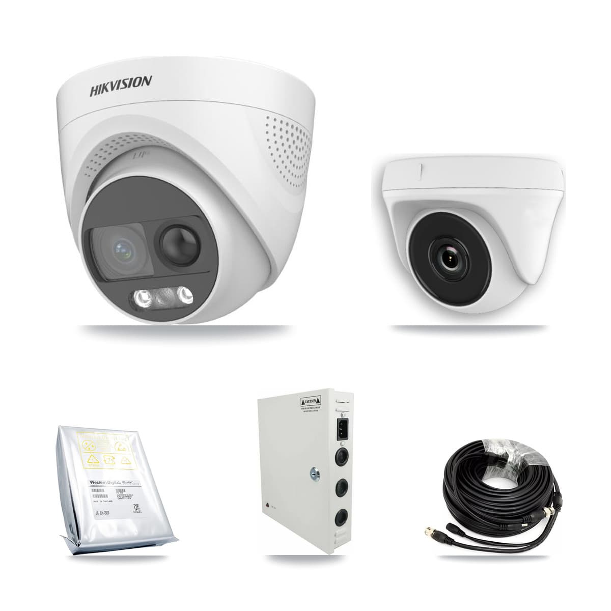 Hikvision 32-Channel 2MP – 5MP CCTV Kit — 16 DS-2CE72KF3T 5MP Turret + 16 White HDT-2MP-N20W 2MP Dome Cameras + 4× 8TB Recording