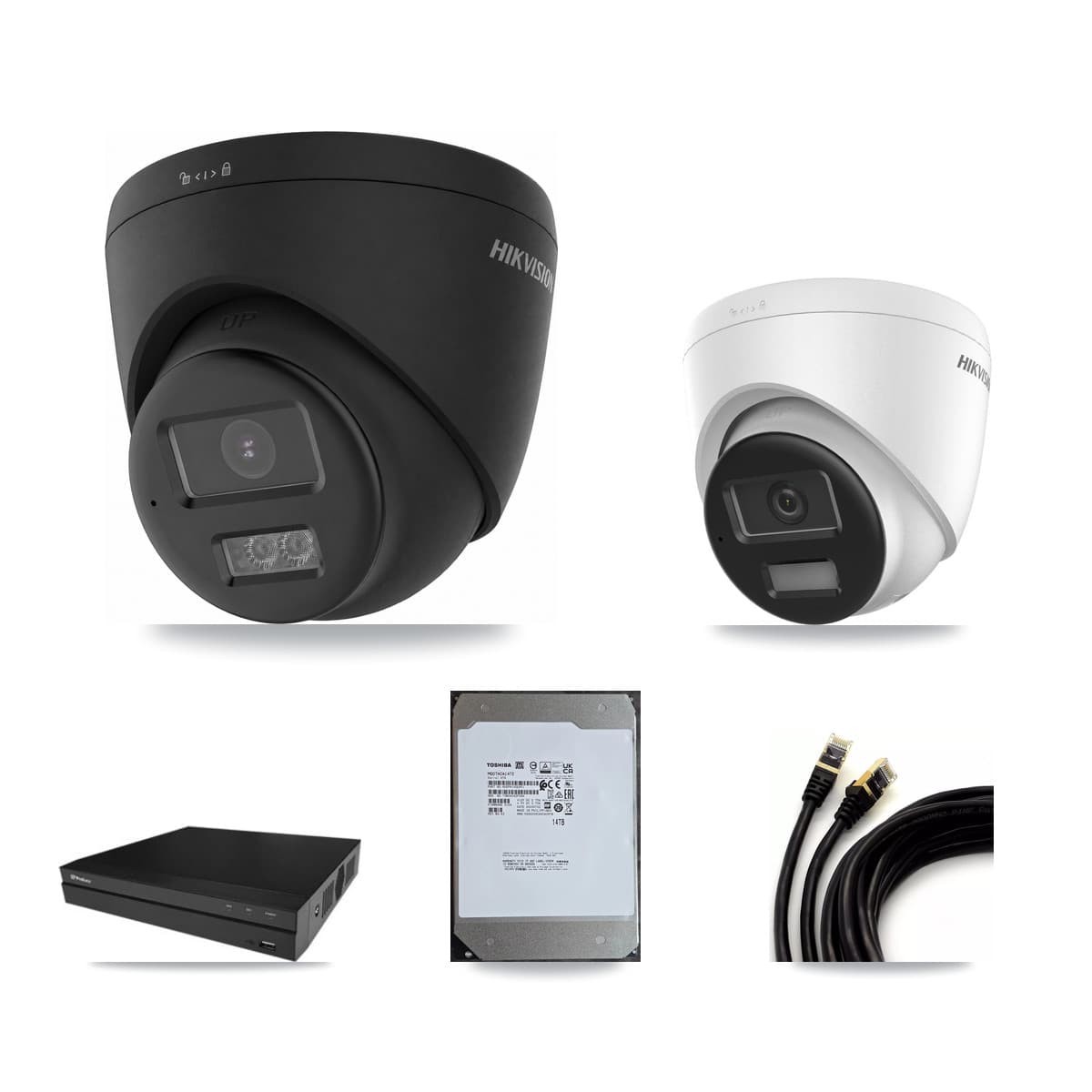 Hikvision & Prolux 16-Channel 4K CCTV Kit — 2 + 4 Black Turret Cameras + 14TB Recording