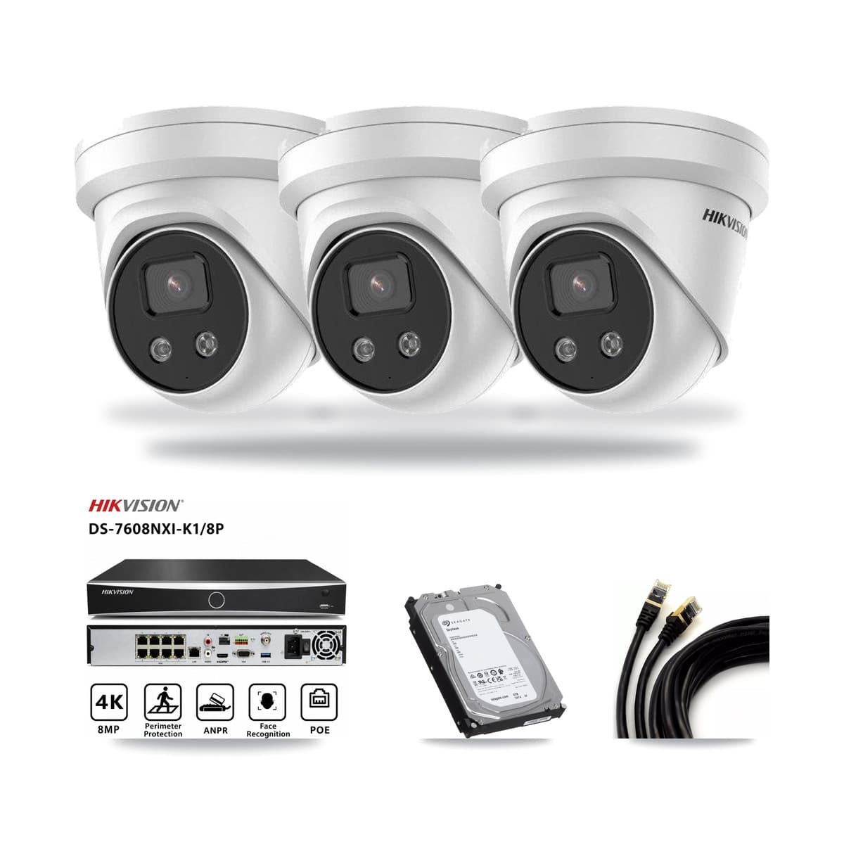 Hikvision 8-Channel 5MP CCTV Kit — 3 Turret Cameras + 6TB Recording - Image 1