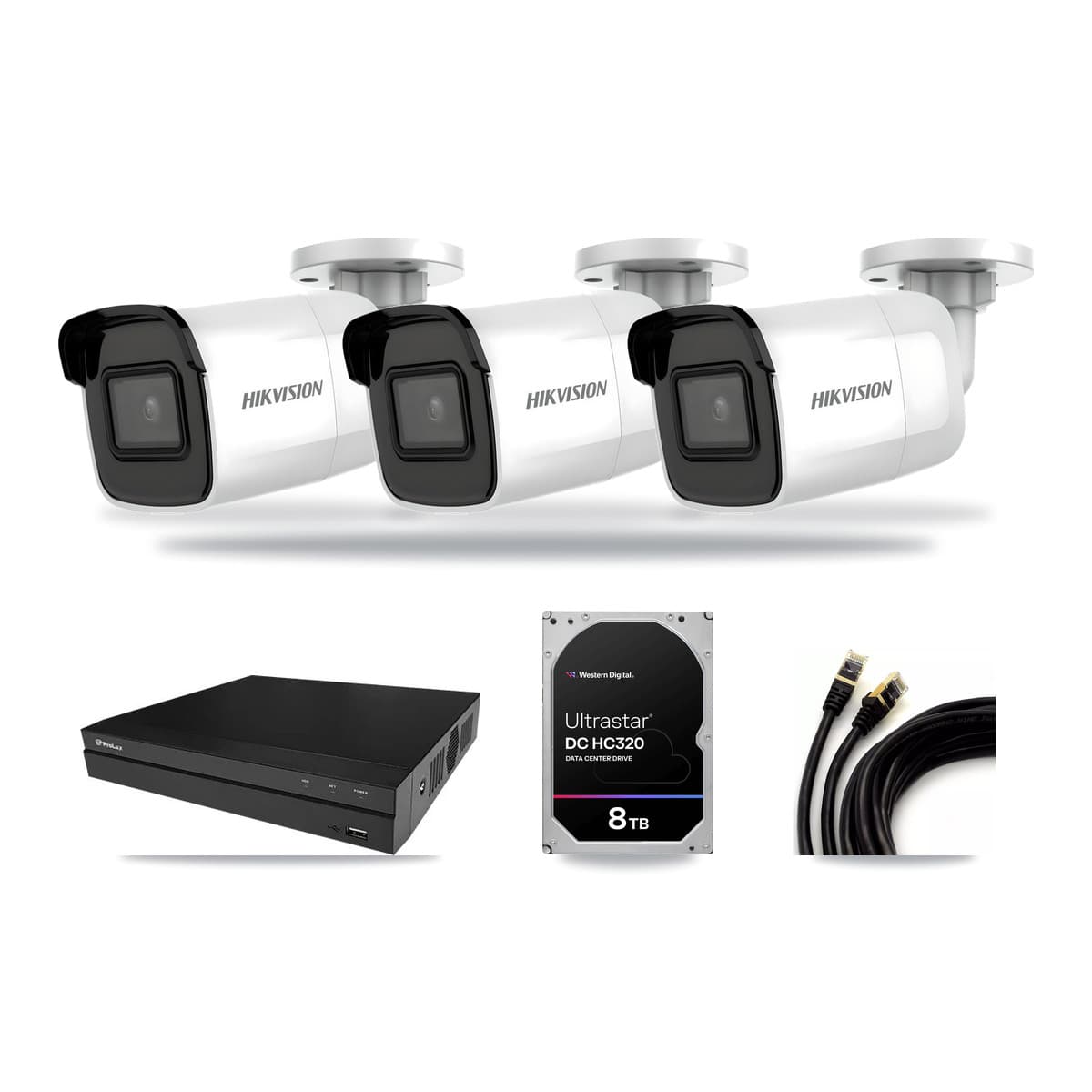 Hikvision & Prolux 8-Channel 4K CCTV Kit — 3 DS-2CD2085G1 Bullet Cameras + 8TB Recording - Image 1