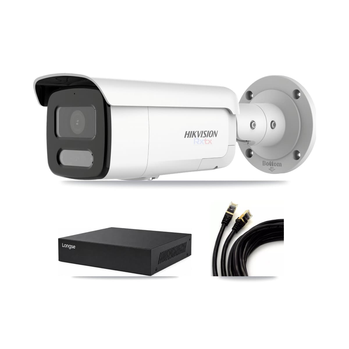 Hikvision & Longse 8-Channel 4K CCTV Kit — 5 White Bullet Cameras + 8TB Recording
