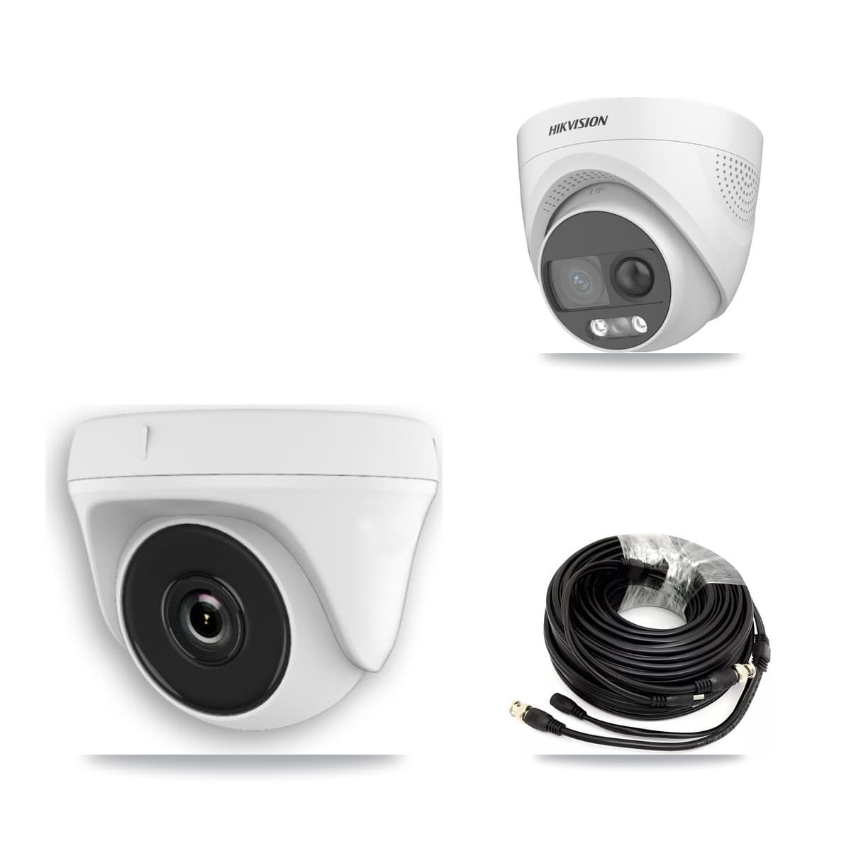 Hikvision 32-Channel 2MP – 5MP CCTV Kit — 1 DS-2CE72KF3T 5MP Turret + 3 White HDT-2MP-N20W 2MP Dome Cameras + 3TB Recording (DS-7332HQHI Recorder)