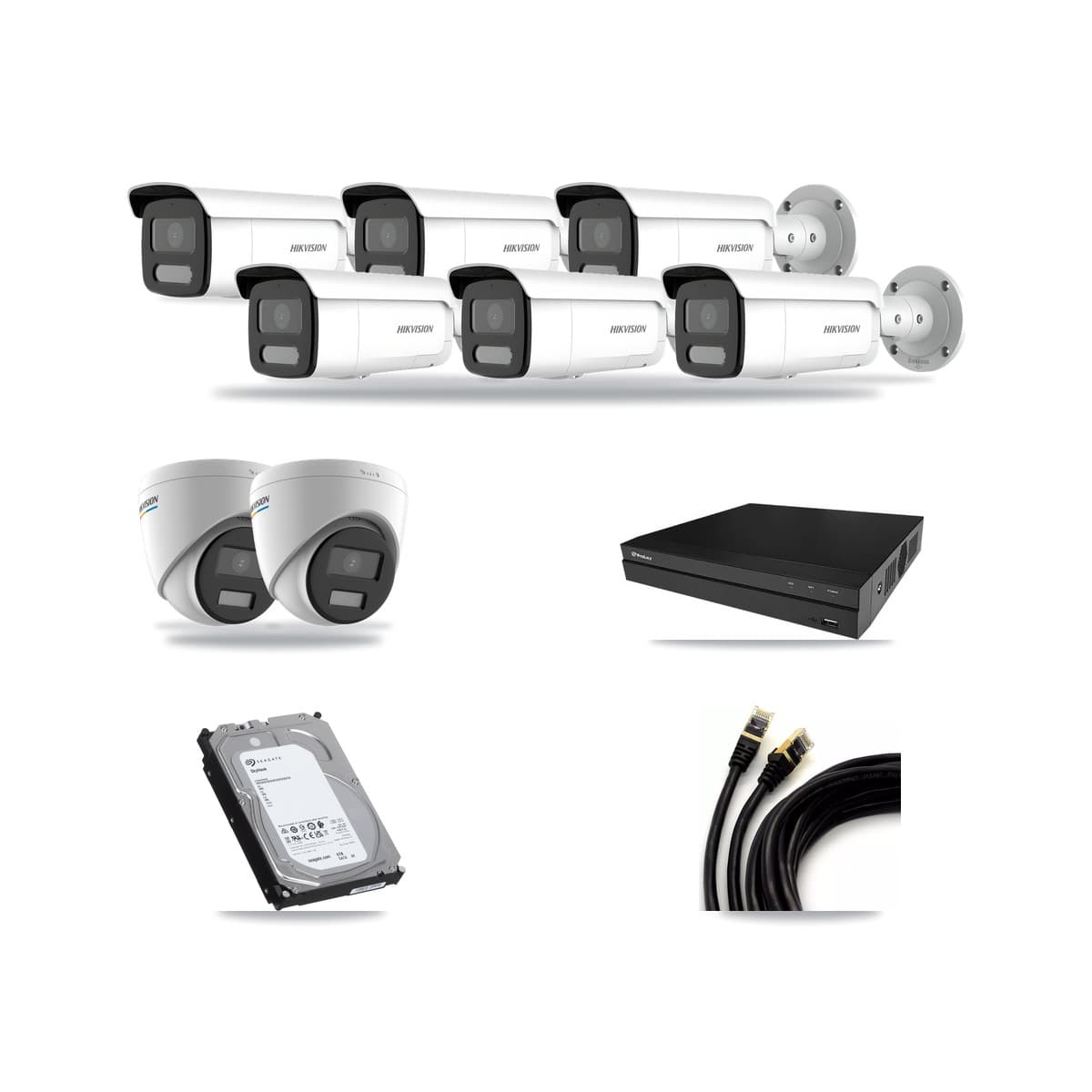 Hikvision & Prolux 8-Channel 2MP – 4MP CCTV Kit — 2 2MP Turret + 6 4MP Bullet Cameras + 6TB Recording - Image 1