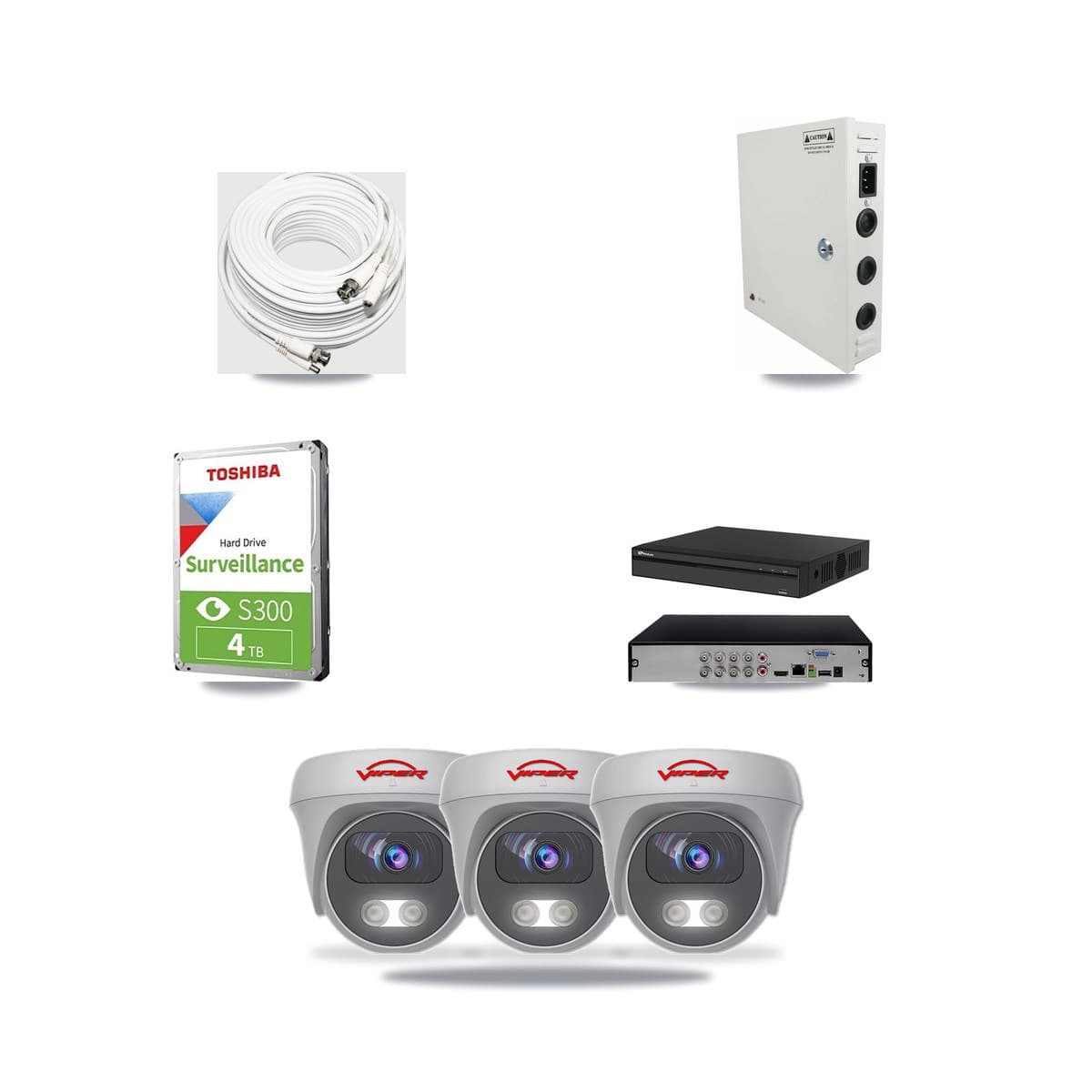Prolux 8-channel CCTV kit: 3 cameras (3× 5MP Camera), 4TB hard drive