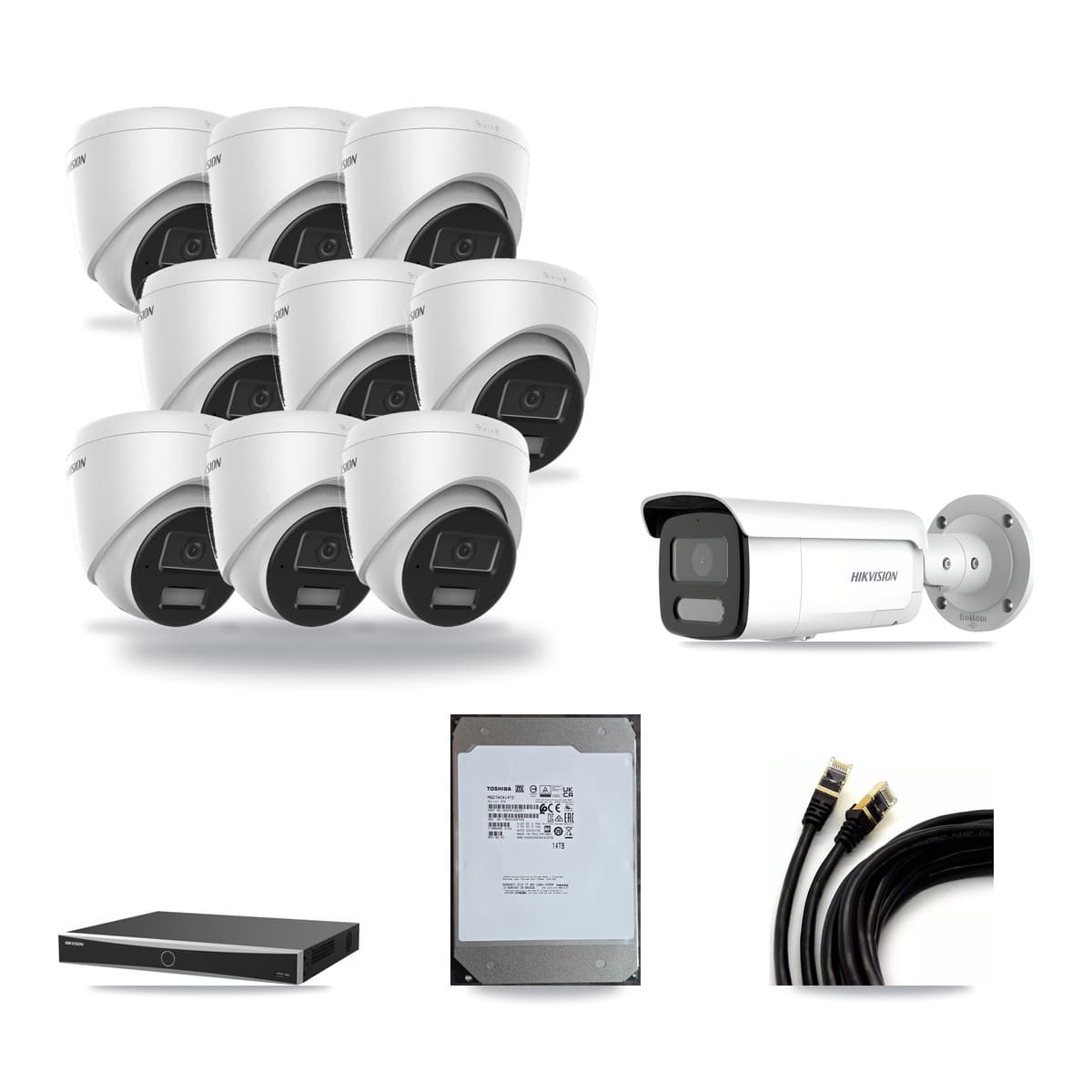 Hikvision 16-Channel 4MP CCTV Kit — 9 Turret + 1 Bullet Cameras + 14TB Recording - Image 1