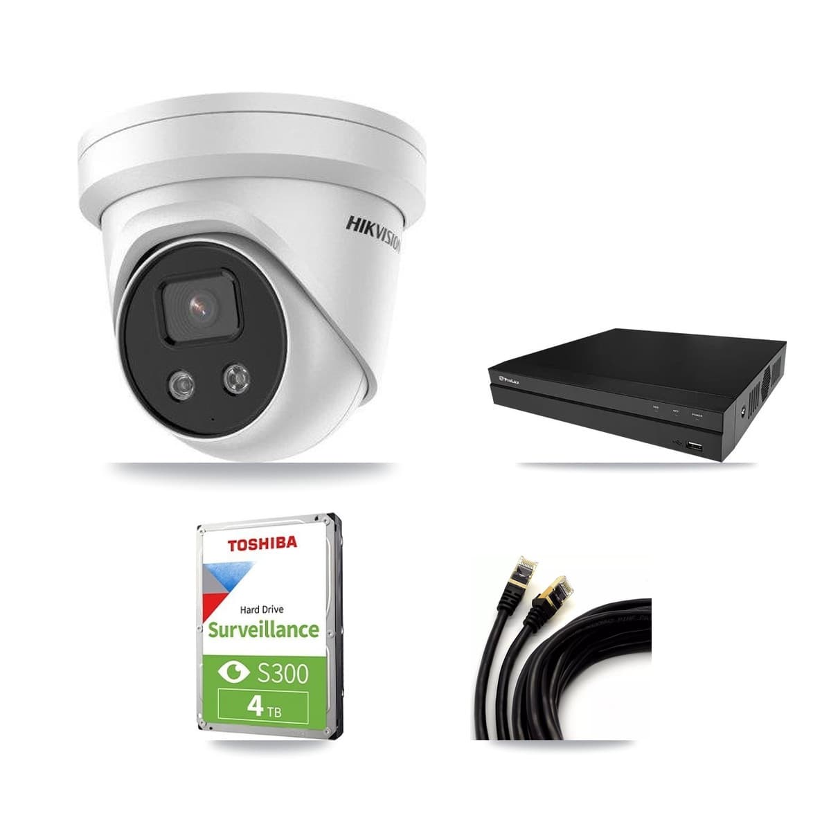 Hikvision & Prolux 8-Channel 5MP CCTV Kit — 3 DS-2CD3356G2 Turret Cameras + 4TB Recording
