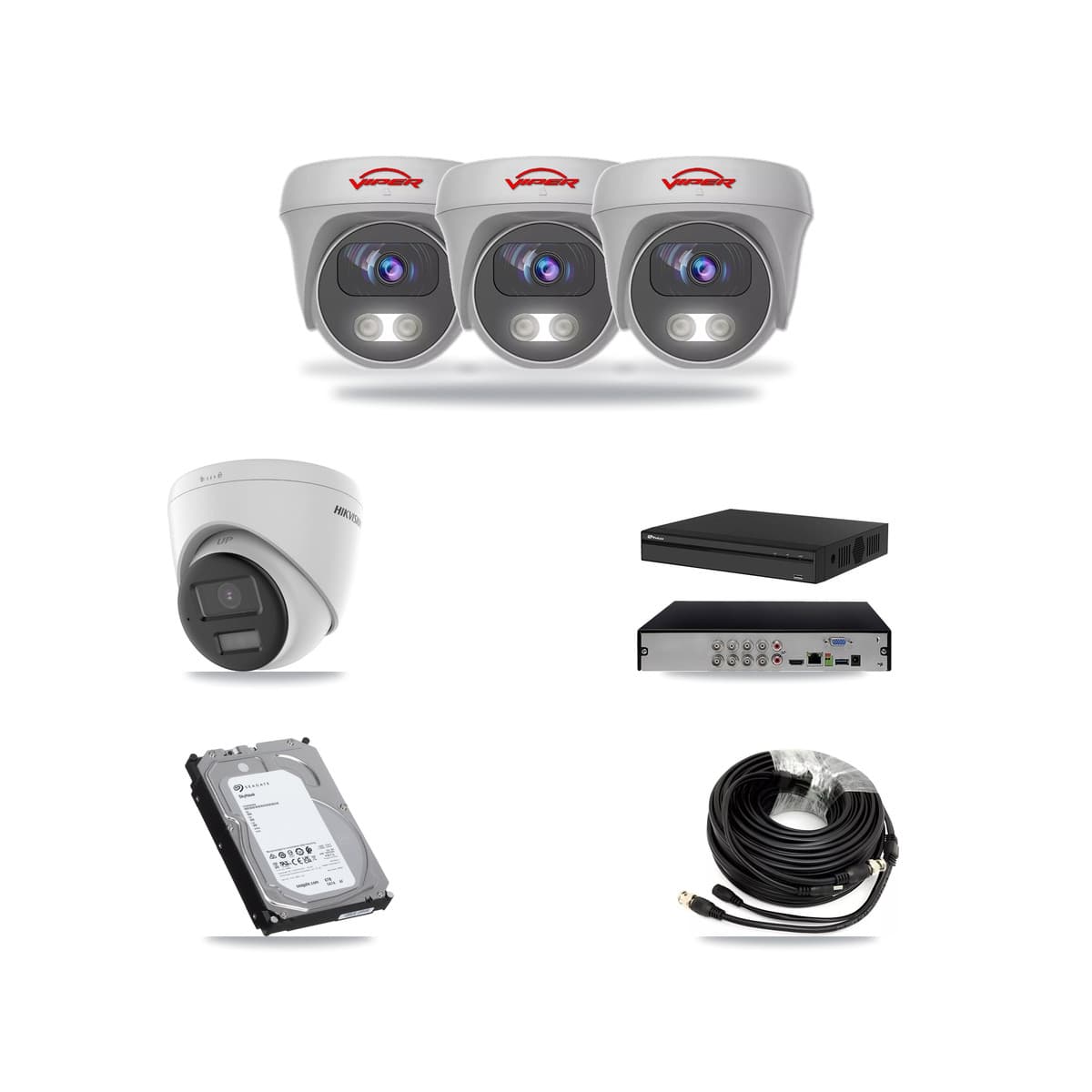8-Channel 5MP – 4K CCTV Kit — 1 4K Turret + 3 White 5MP Cameras + 6TB Recording - Image 1