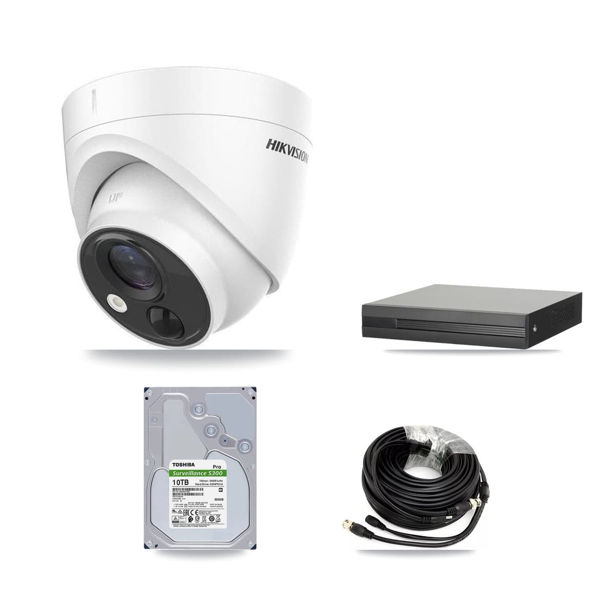 Hikvision 16-Channel 5MP CCTV Kit — 8 DS-2CE71H0T Turret Cameras + 10TB Recording (XVR-3116HS Recorder)