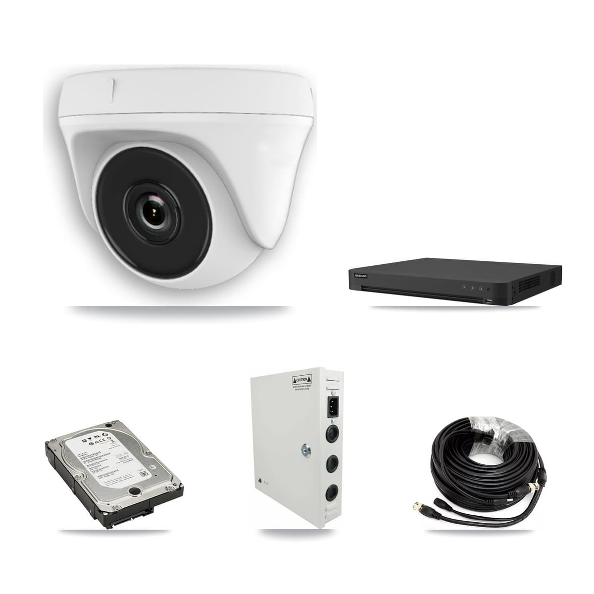 Hikvision 16-Channel 2MP CCTV Kit — 12 White Dome Cameras + 8TB Recording (IDS-7216HUHI Recorder)