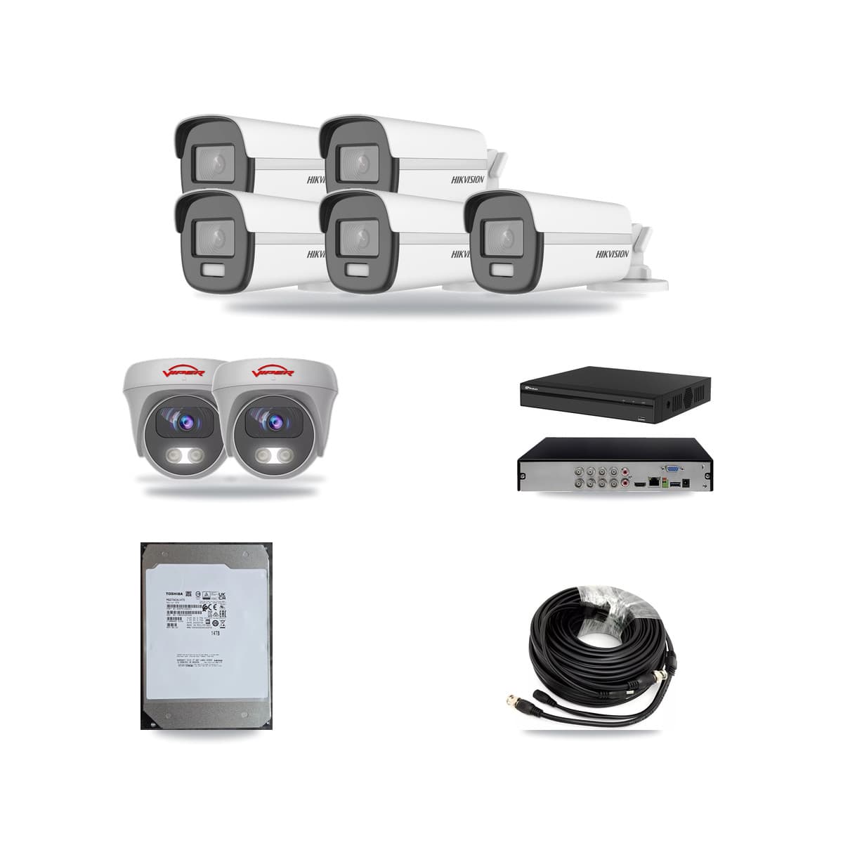 8-Channel 5MP – 4K CCTV Kit — 5 4K Bullet + 2 5MP Cameras + 14TB Recording - Image 1