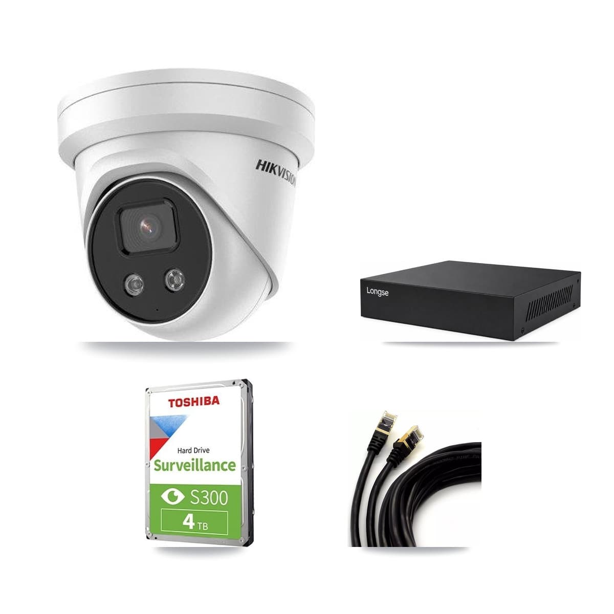 Hikvision & Longse 8-Channel 5MP CCTV Kit — 3 Turret Cameras + 4TB Recording