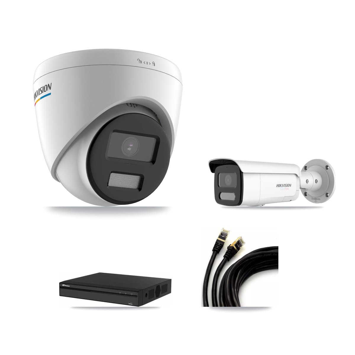 Hikvision & Prolux 4-Channel 2MP – 4K CCTV Kit — 1 2MP Turret + 1 4K Bullet Cameras + 3TB Recording