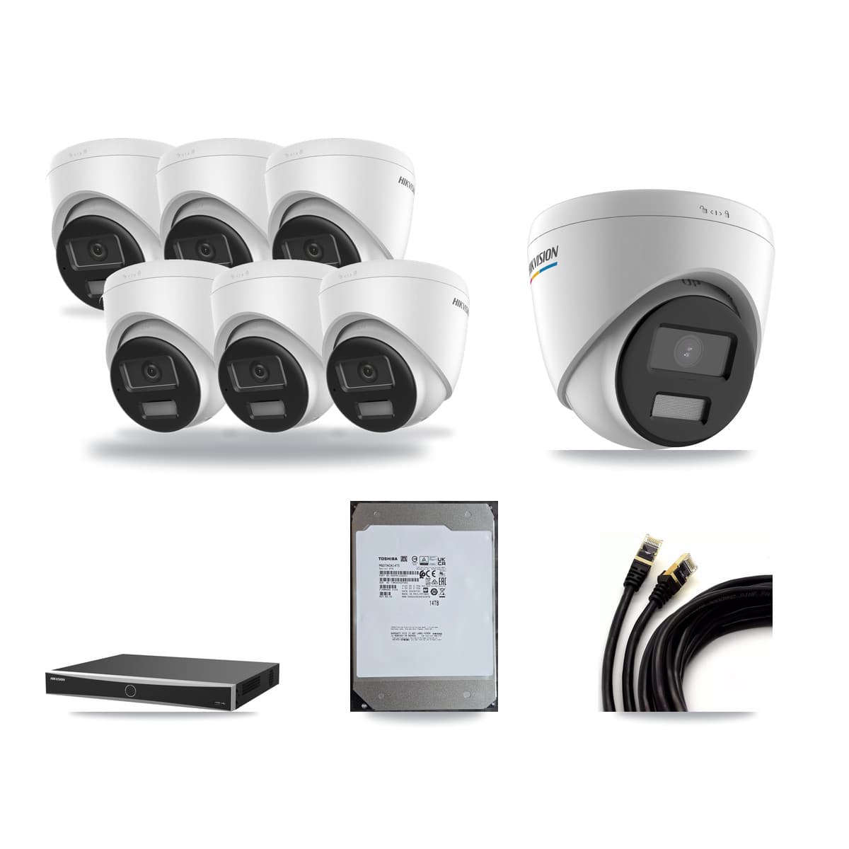 Hikvision 16-Channel 2MP – 4K CCTV Kit — 1 2MP + 6 4K Turret Cameras + 14TB Recording - Image 1