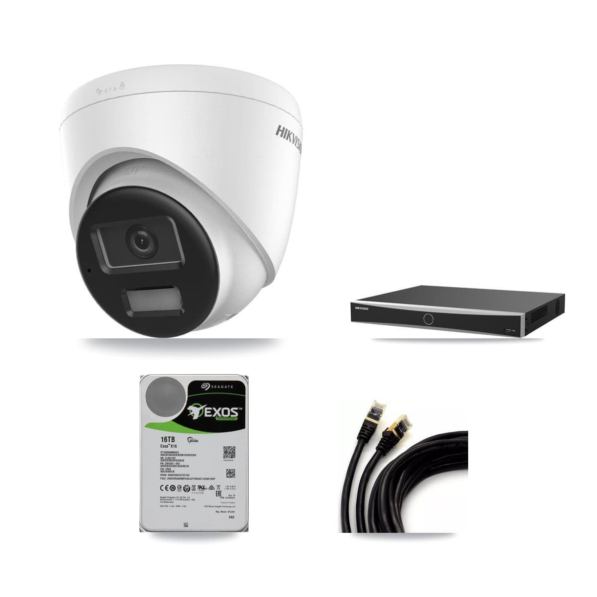 Hikvision 16-Channel 4K CCTV Kit — 6 DS-2CD1383G2-LIUF/SL Turret Cameras + 16TB Recording (DS-7616NXI-K2/16P(E) Recorder)