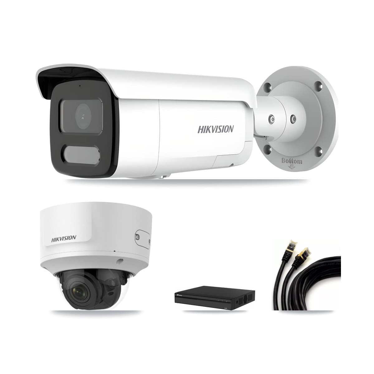 Hikvision & Prolux 4-Channel 2MP – 4MP CCTV Kit — 1 2MP Dome + 2 4MP Bullet Cameras + 3TB Recording