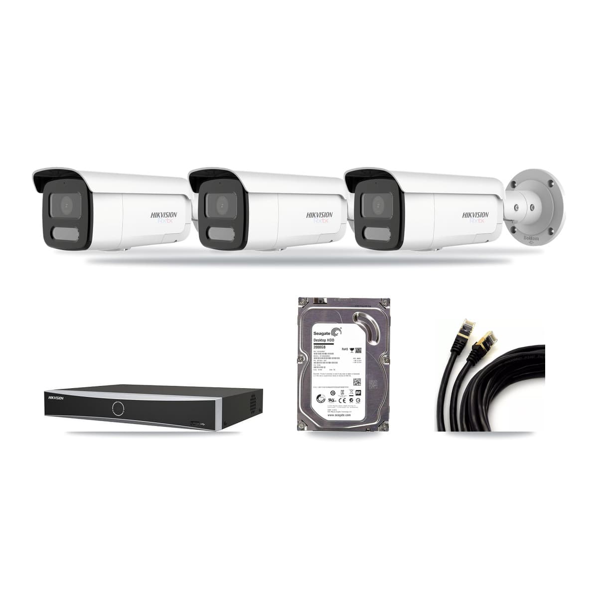 Hikvision 4-Channel 4K CCTV Kit — 3 Bullet Cameras + 2TB Recording - Image 1