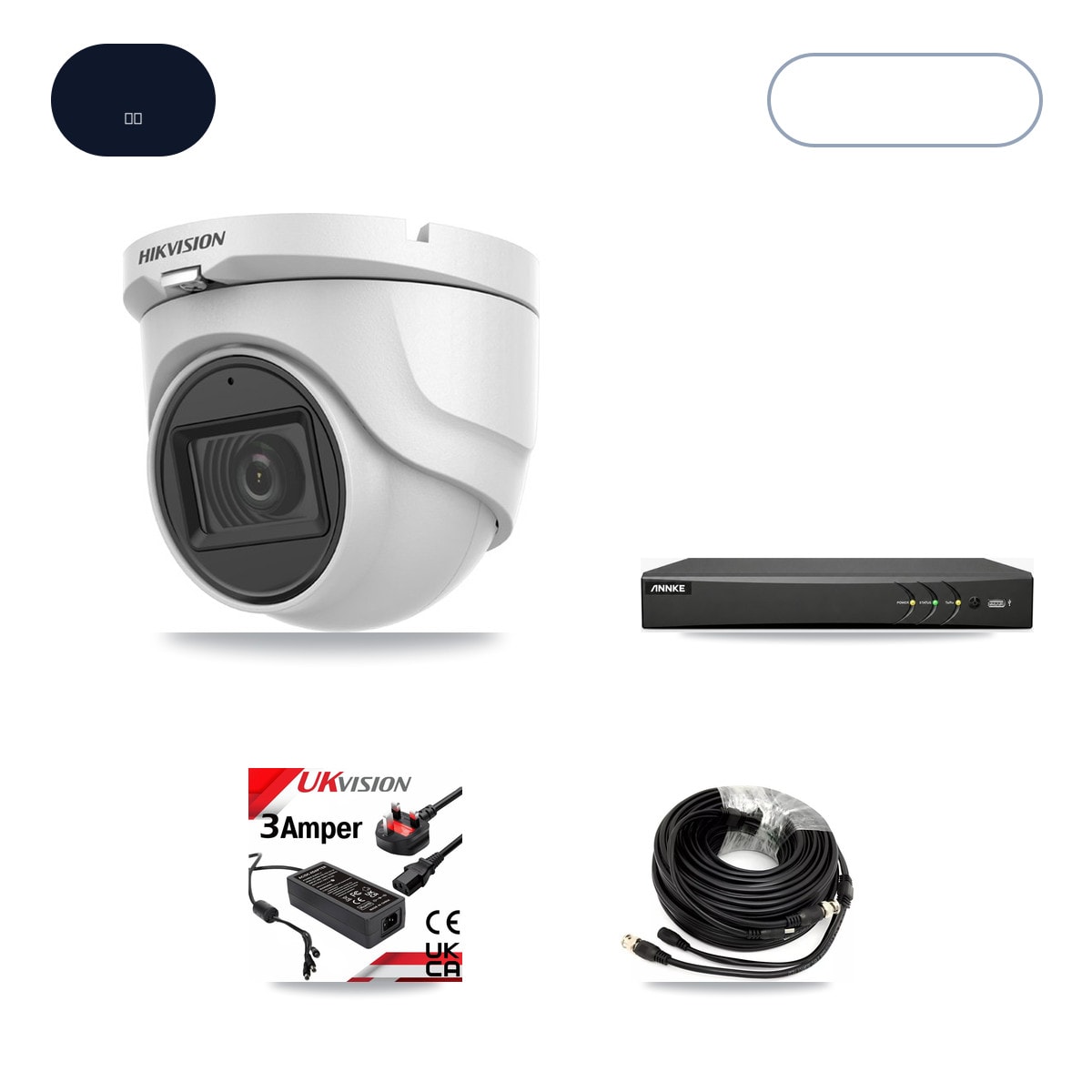 ANNKE AN-DV4-8MP-D941BB 4-Channel DVR CCTV Kit — 2× Hikvision DS-2CE76H0T-ITMFS 5MP Cameras + 6TB HDD - Image 1