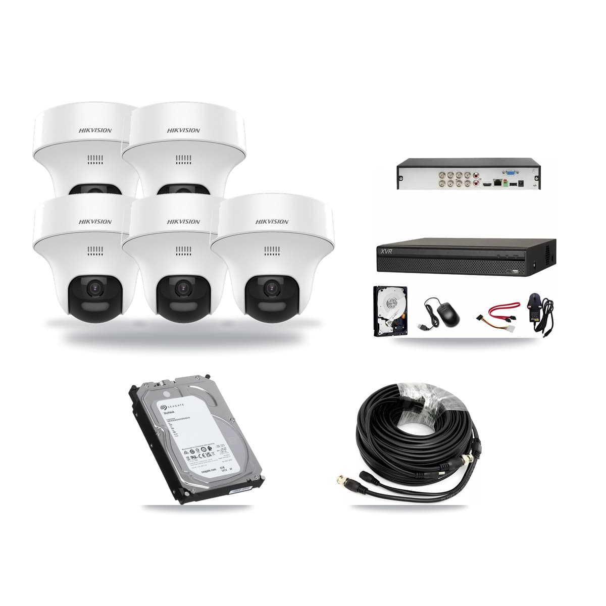 Hikvision & Dahua 8-Channel 5MP CCTV Kit — 5 DS-2CE70K0T Turret Cameras + 6TB Recording (XVR-3108AD Recorder) - Image 1