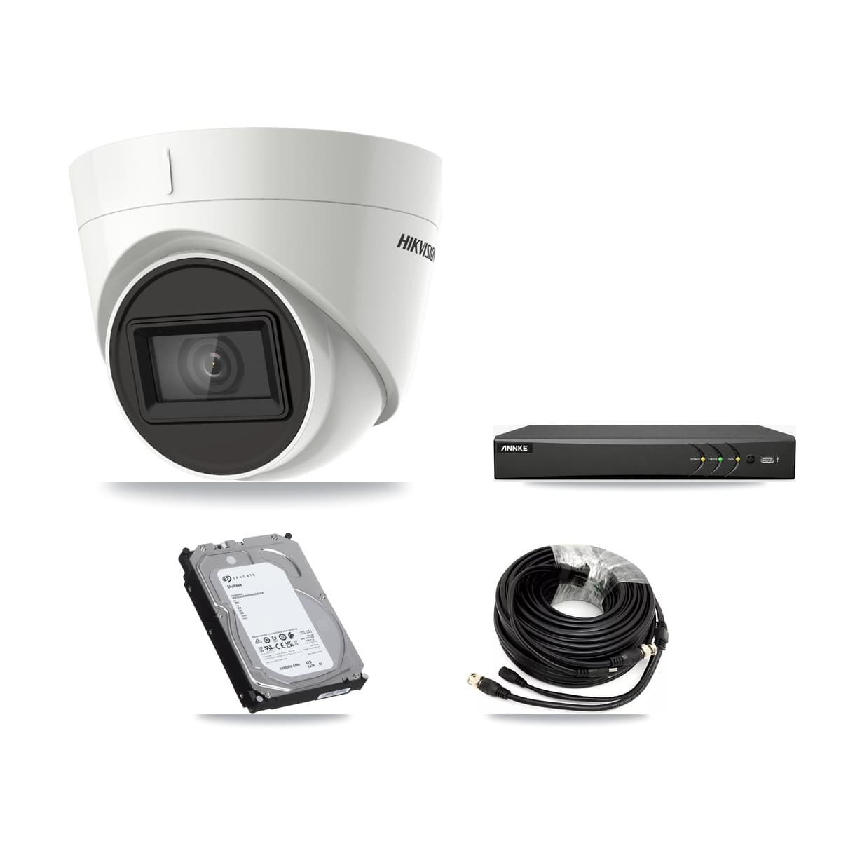 Hikvision & ANNKE 4-Channel 4K CCTV Kit — 3 DS-2CE78U1T Turret Cameras + 6TB Recording