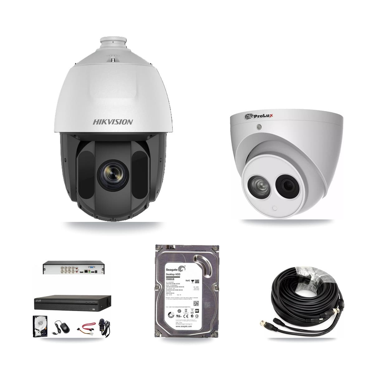 8-Channel 2MP – 4MP CCTV Kit — 1 DS-2AE5225TI 2MP PTZ + 1 PXC-612C4W-A 4MP Turret Cameras + 2TB Recording (XVR-3108AD Recorder) - Image 1
