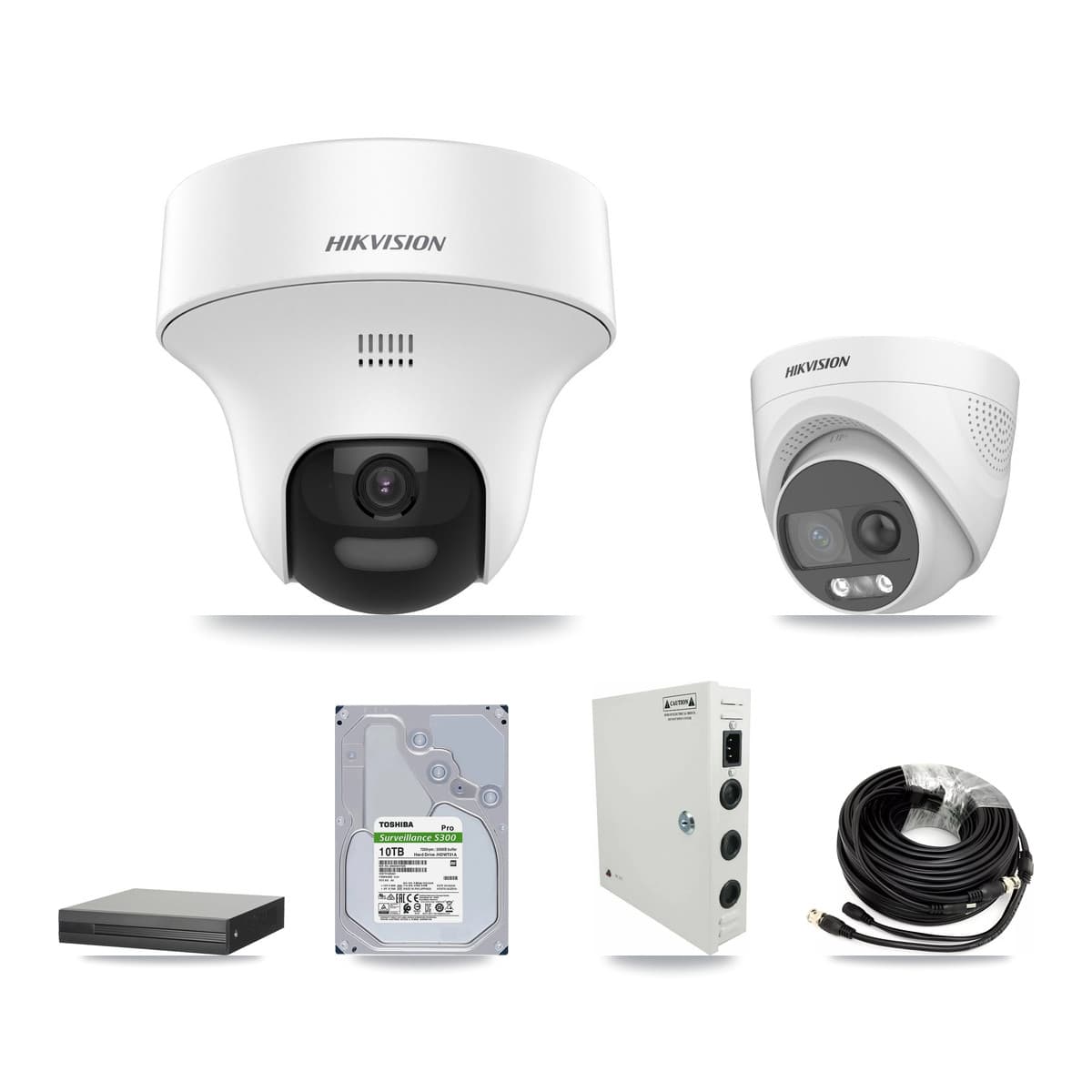 Hikvision 16-Channel 5MP CCTV Kit — 8 DS-2CE70K0T + 4 DS-2CE72KF3T Turret Cameras + 10TB Recording