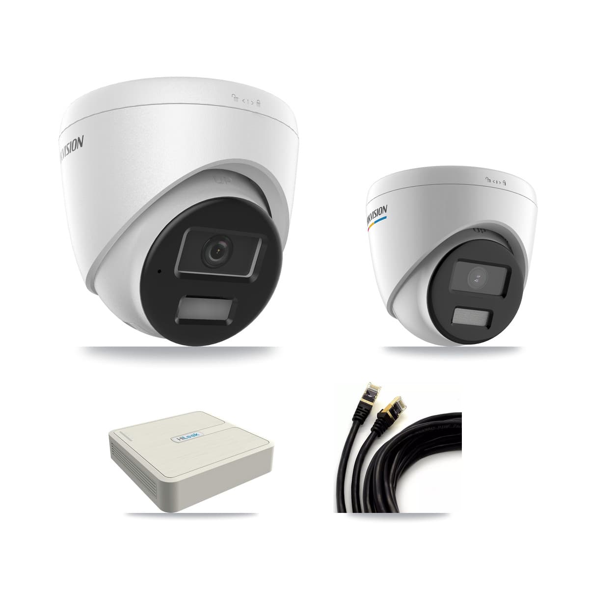 Hikvision & HiLook 8-Channel 2MP – 4MP CCTV Kit — 1 2MP + 2 4MP Turret Cameras + 3TB Recording (NVR-108H-D Recorder)