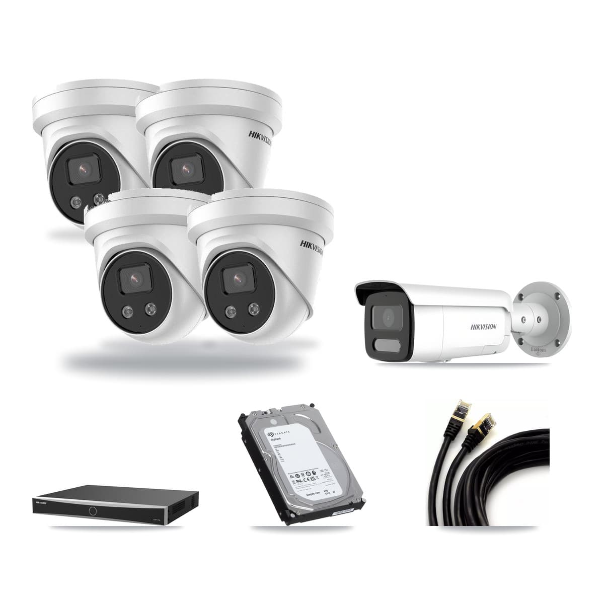 Hikvision 16-Channel 4MP – 5MP CCTV Kit — 1 4MP Bullet + 4 5MP Turret Cameras + 6TB Recording - Image 1