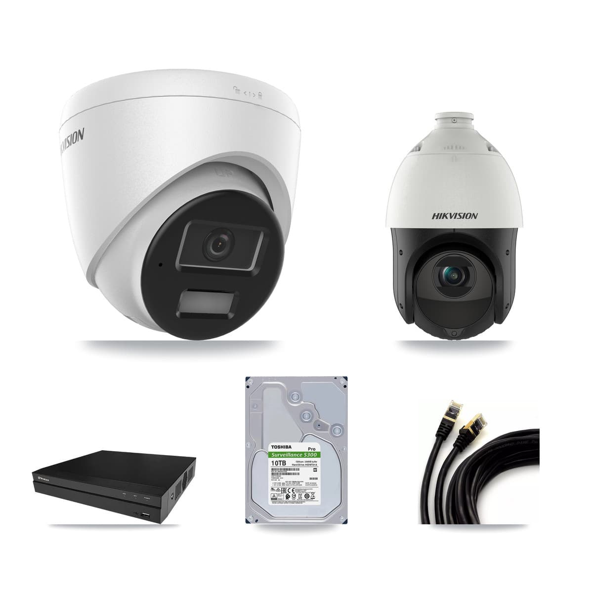 Hikvision & Prolux 8-Channel 4MP CCTV Kit — 7 Turret + 1 PTZ Cameras + 10TB Recording