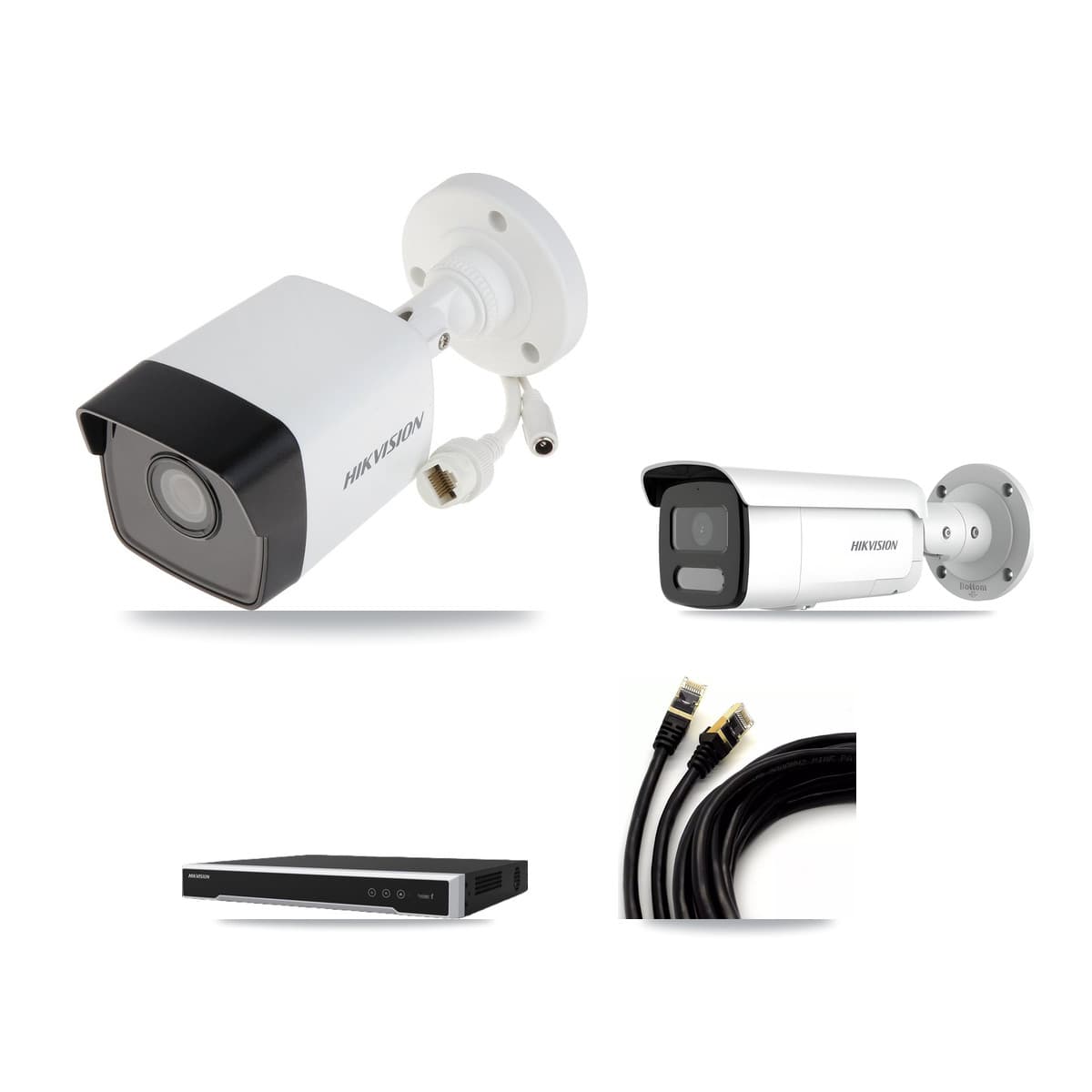 Hikvision 8-Channel 4MP – 5MP CCTV Kit — 1 5MP + 1 4MP Bullet Cameras + 3TB Recording (DS-7608NI-M2 Recorder)