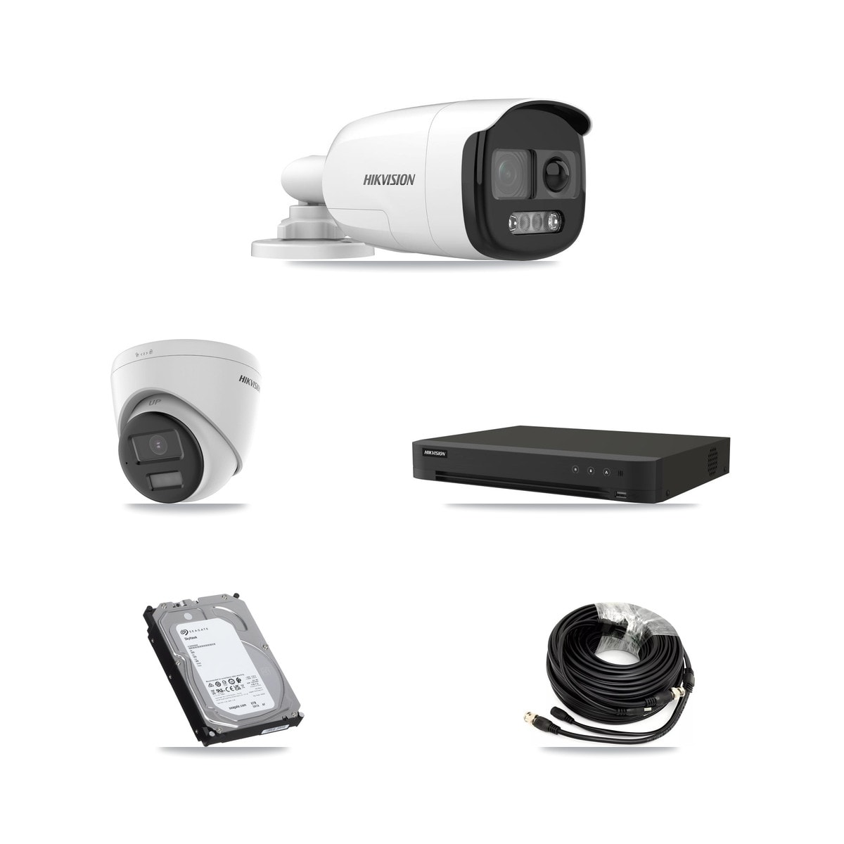 Hikvision 16-Channel 5MP CCTV Kit — 3 DS-2CE12KF3T Bullet + 1 DS-2CE78K0T Turret Cameras + 6TB Recording (IDS-7216HQHI Recorder) - Image 1