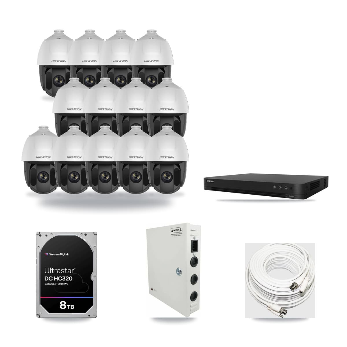 Hikvision 16-Channel 2MP CCTV Kit — 13 DS-2AE5225TI PTZ Cameras + 8TB Recording (DS-7216HGHI Recorder) - Image 1