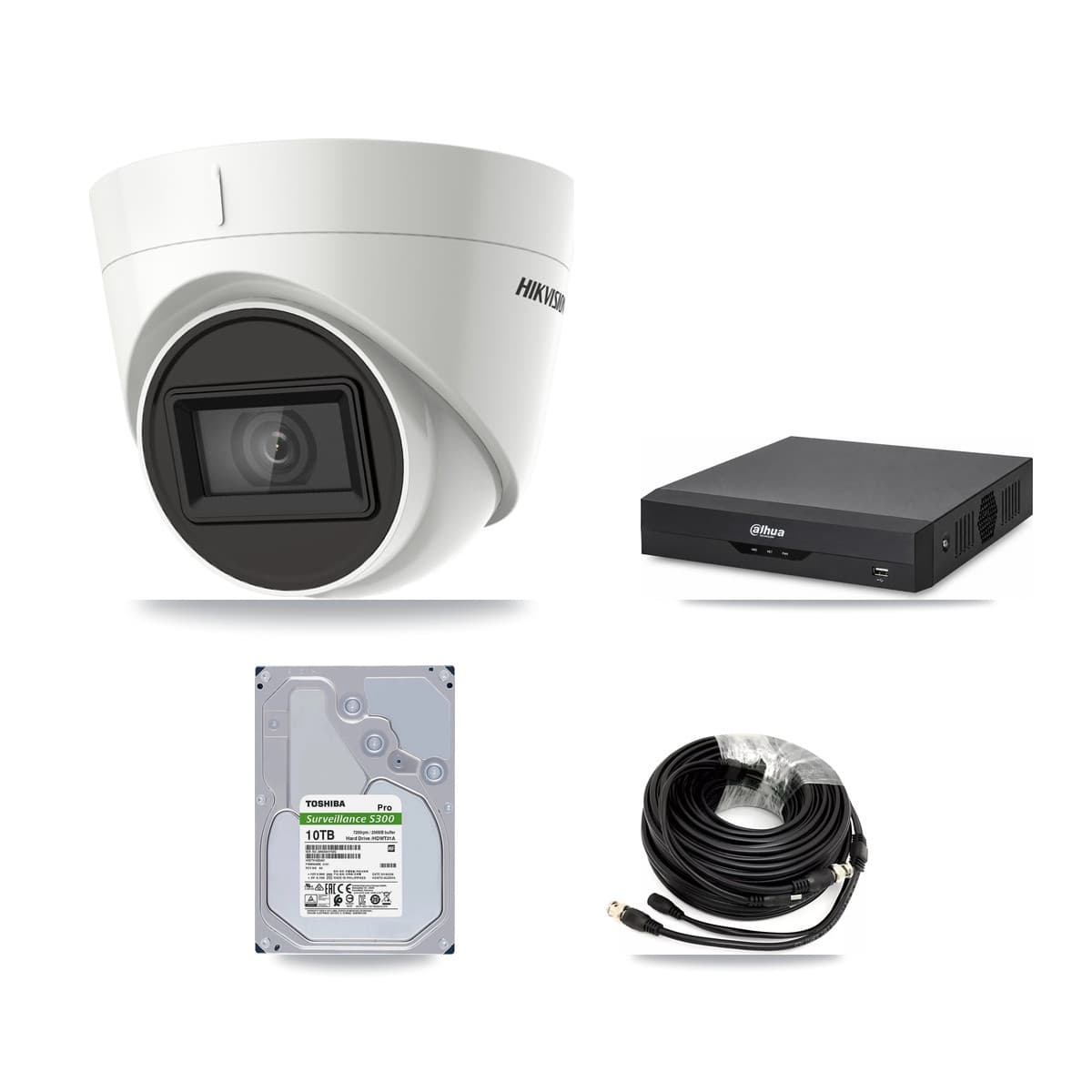 Hikvision & Dahua 4-Channel 4K CCTV Kit — 4 DS-2CE78U1T Turret Cameras + 10TB Recording