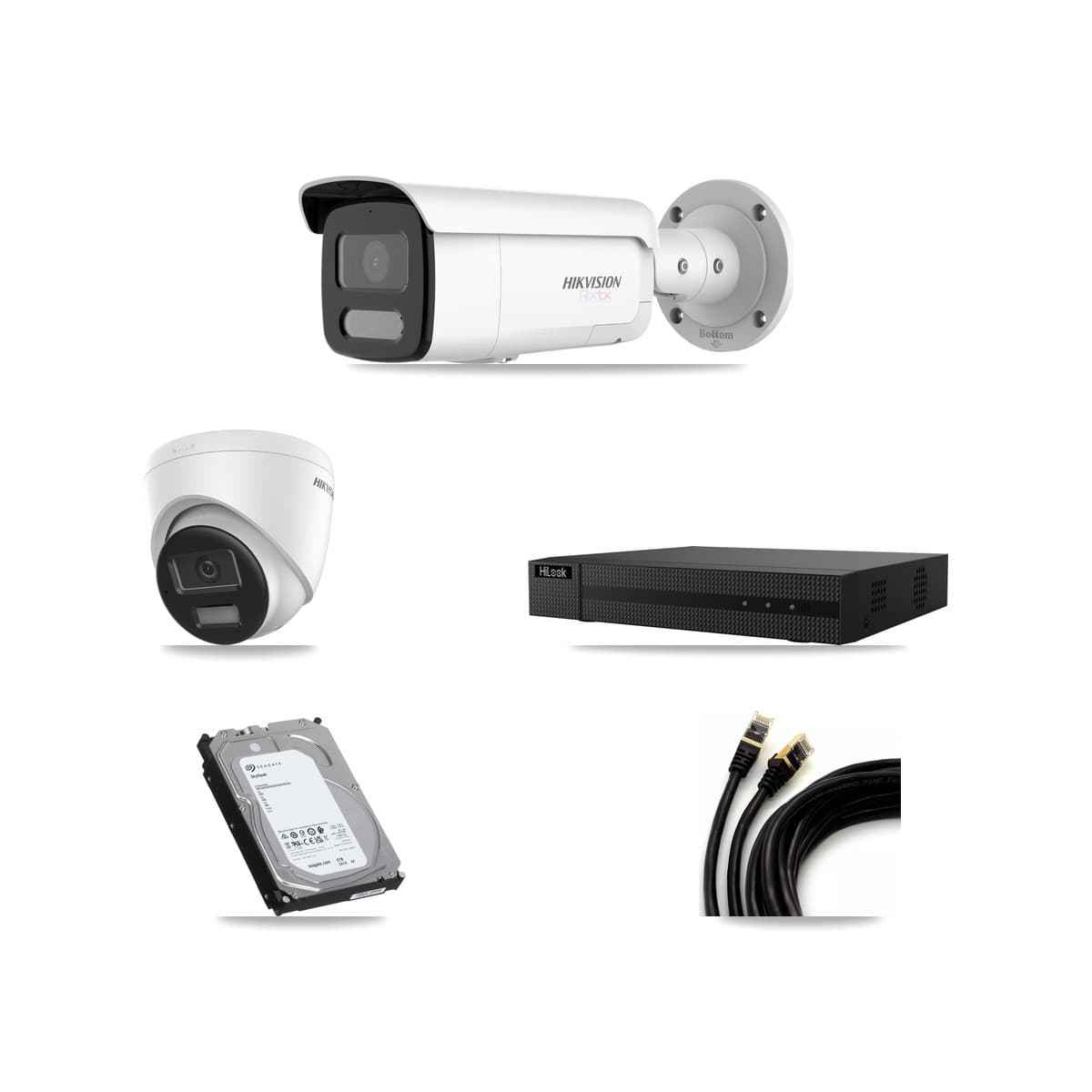 Hikvision & HiLook 8-Channel 4K CCTV Kit — 2 Turret + 4 Bullet Cameras + 6TB Recording